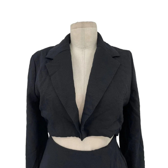 Mable Crop Blazer Jacket Mini Cut Out Dress Black Size Small - Picture 3 of 11